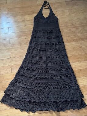 Y2k 2000s INC Crochet Halter Maxi Dress
